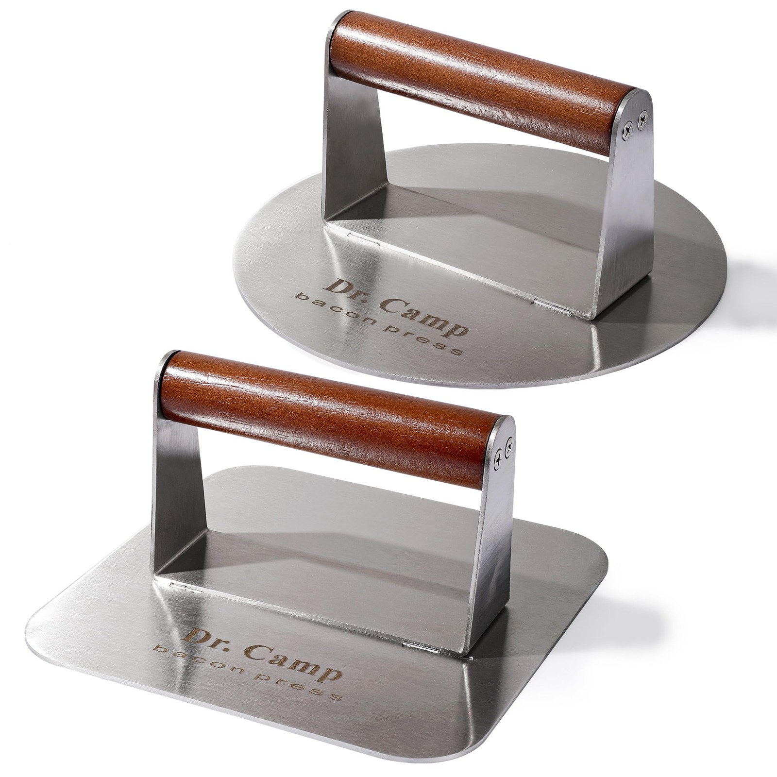 2 Pack 7 Inch Stainless Steel Burger Press Grill Smasher Bacon Press Wood Handle gallery