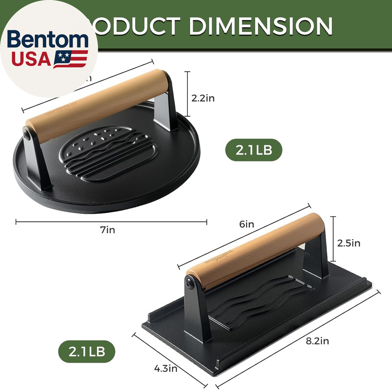 Cast Iron Smash Burger Press (2Pcs),Grill Bacon Meat Press Tool,Perfect for Blac gallery