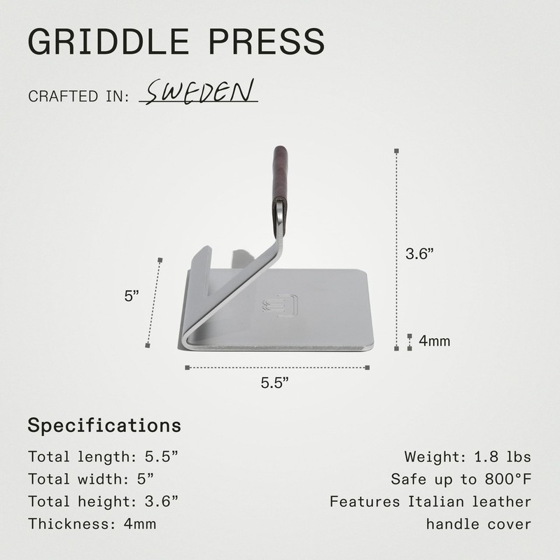 Made In Cookware - Stainless Steel Grill Press - Removable Leather Handle Cov... gallery