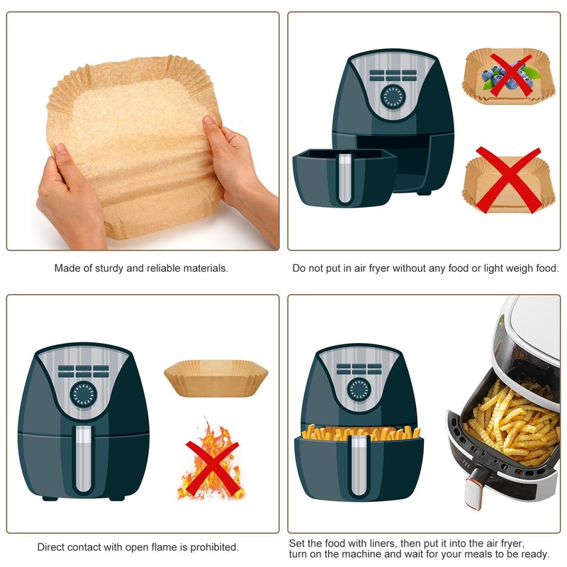 SHINYMOMO Air Fryer Liners Disposable Paper,100Pcs Airfryer 6.3”Square, Beige gallery
