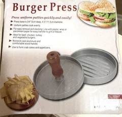 Nonstick Cast Aluminum Burger Press with Wood Handle 4.5” Patty Maker New