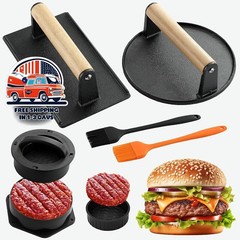 Molde para hamburguesas rellenas 4 en 1, incluye pinceles para salsa, negro NEW