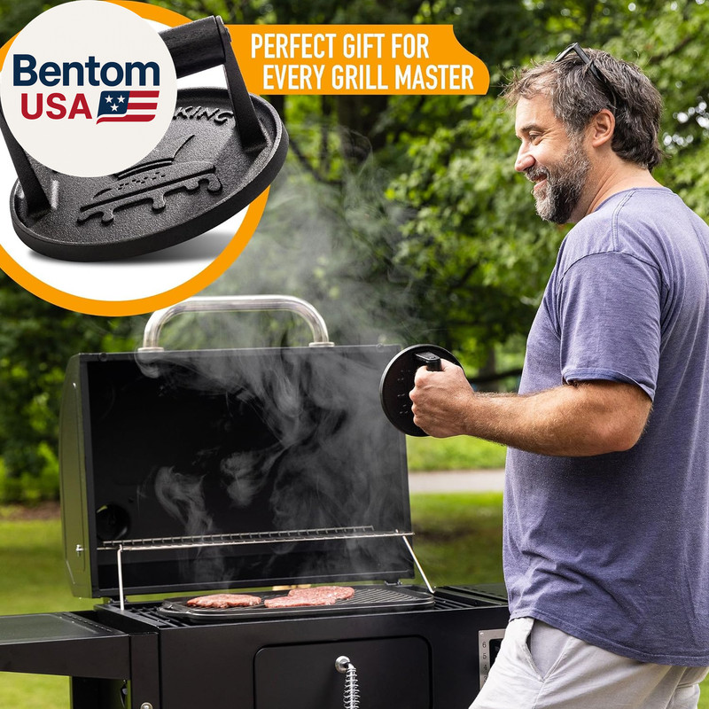 ™ - Premium Cast Iron Smash Burger Press Incl. 25 Pcs of Patty Paper, Burger Sma gallery