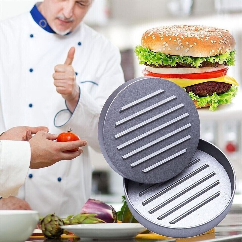 Burger Press Aluminum Hamburger Patty Maker with 100 Wax Papers for BBQ Grill. gallery