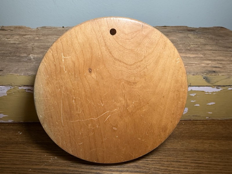 Fighting rooster hamburger press wood wooden round Mid Century cock fight Japan gallery