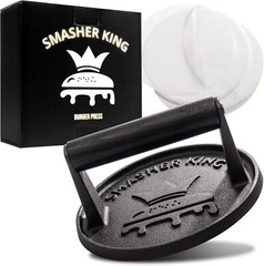 ™ – Premium Cast Iron Smash Burger Press Incl. 25 Pcs of Patty Paper, Burger Sma
