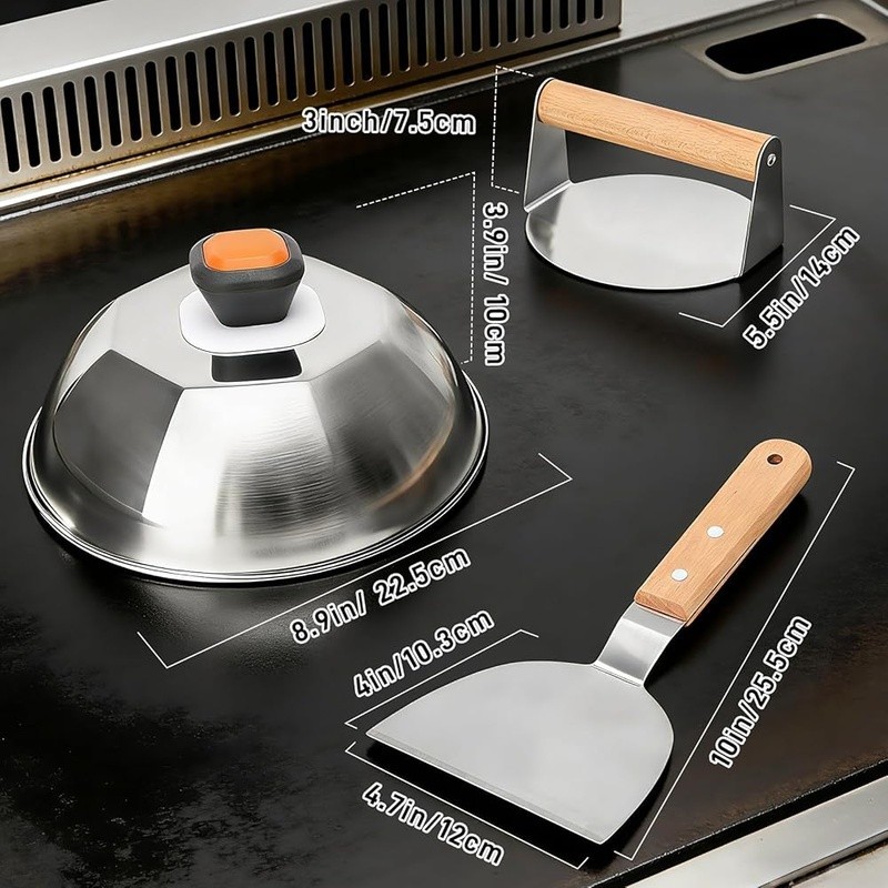 Heavy Duty Burger Press W/ Fast-Melting Dome & Versatile Grill Spatula Set New gallery