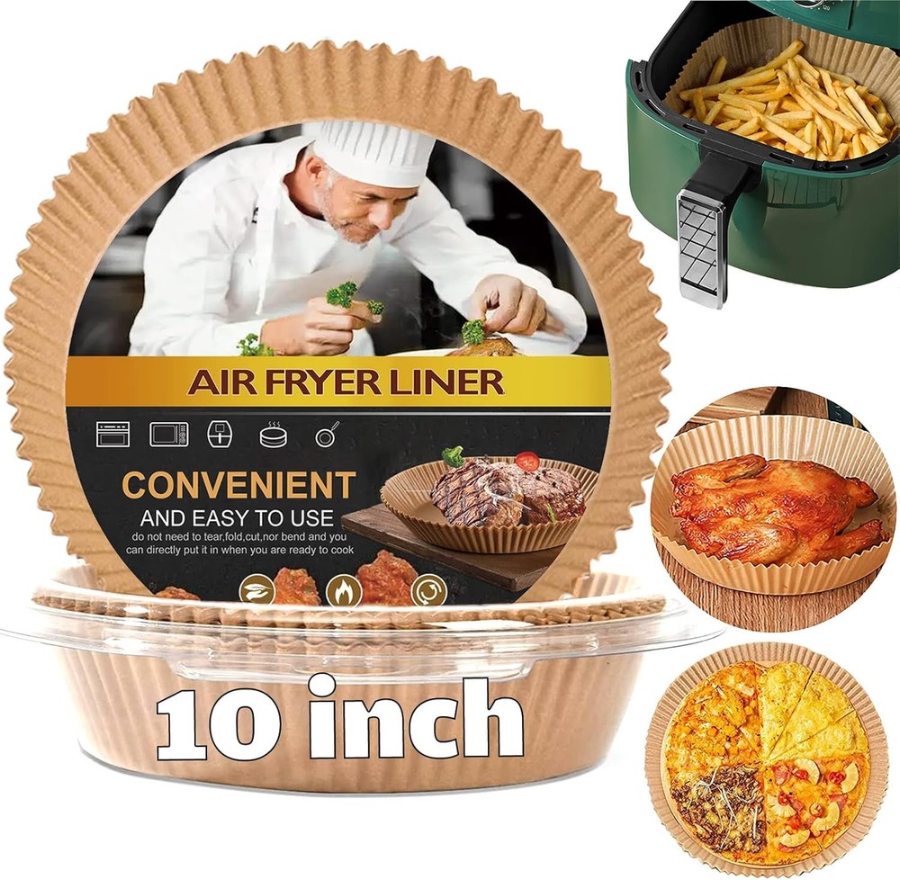 Large Air Fryer Disposable Paper Liner Round, 10 Inch Parchment 10Round