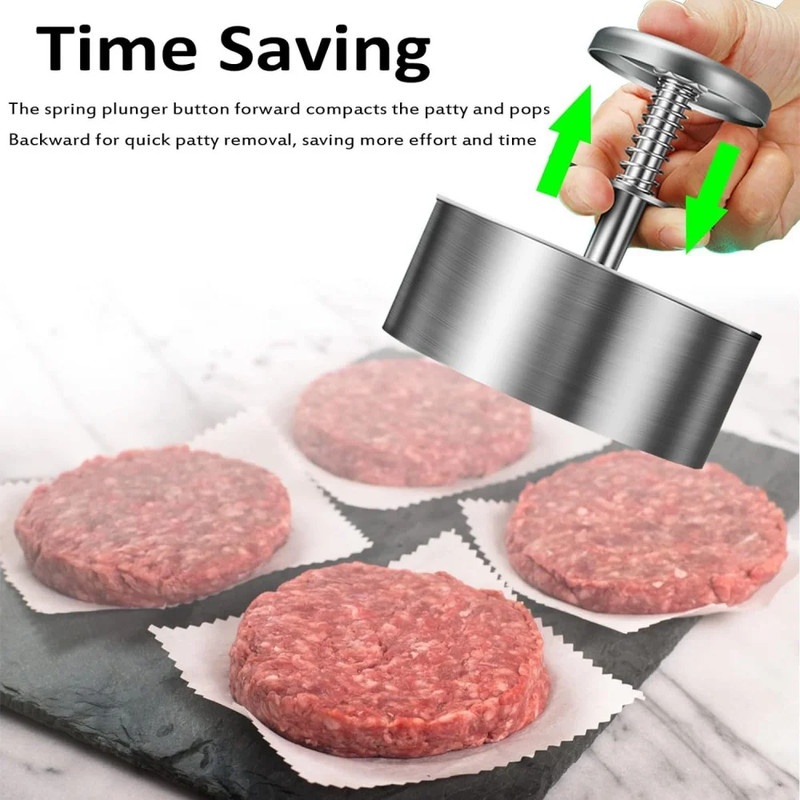 Hamburger Meat Press Patty Maker 304 Stainless Steel round Non-Stick Thickness A gallery