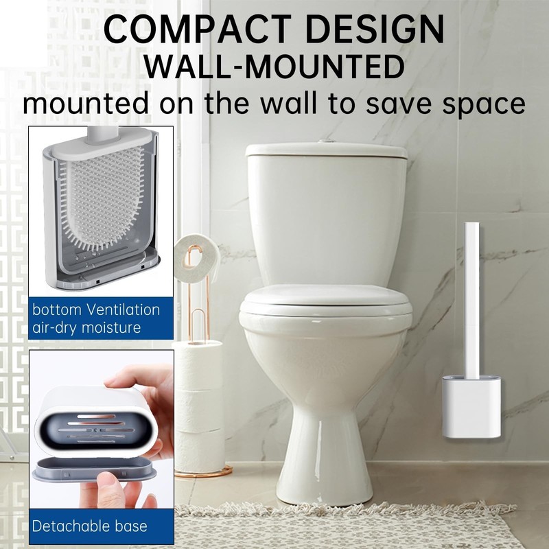 RV Toilet Bowl Brush by, Silicone Bristles, Wall-Mounted, Anti-Roll & Anti-Dr... gallery