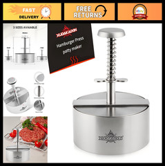 4.5″ Stainless Steel Hamburger Patty Press – Non-Stick Burger Maker, BPA-Free, D