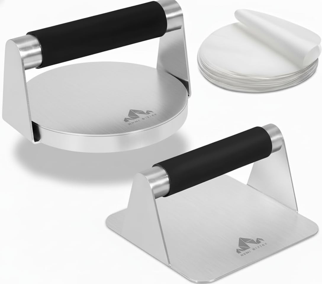 Homi styles Stainless Steel Burger Press –5.5 inch Round and Silver Black gallery