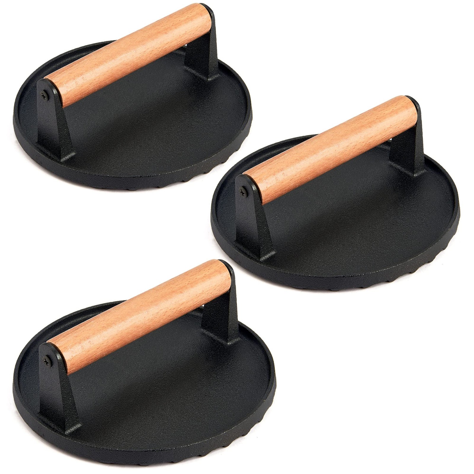 3Pcs Grill Press, Leonyo 7 Inch Round Cast Iron Burger Press, Heavy Duty Smas... gallery