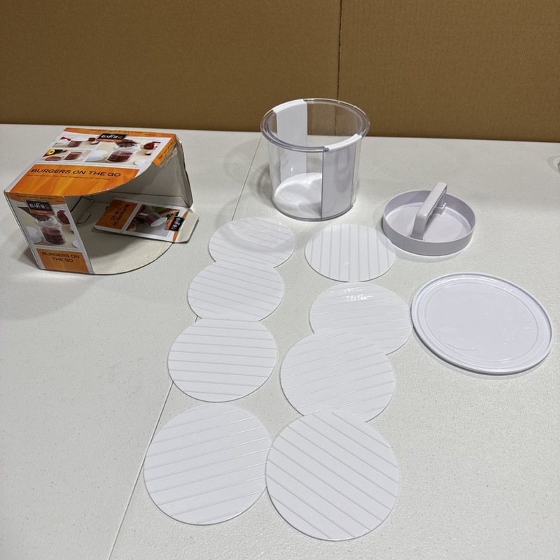 MR. BAR-B-Q Burgers On The Go Burger Press Storage Container 12pc Set gallery