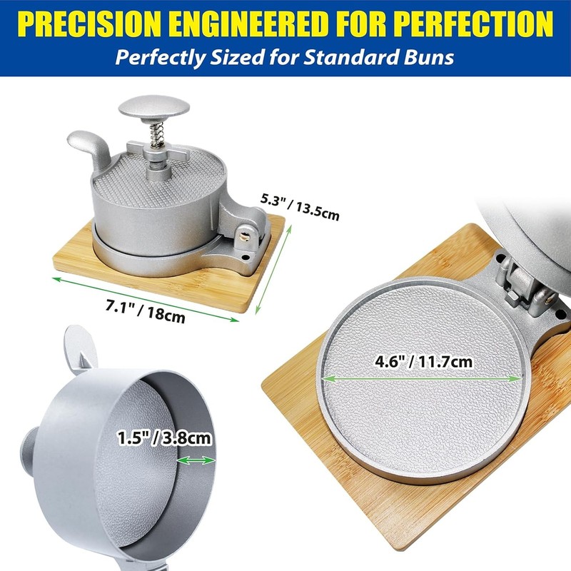 Heavy Duty Hamburger Press Patty Maker, Adjustable 1/4 to 3/4 lb Meat Mold, D... gallery