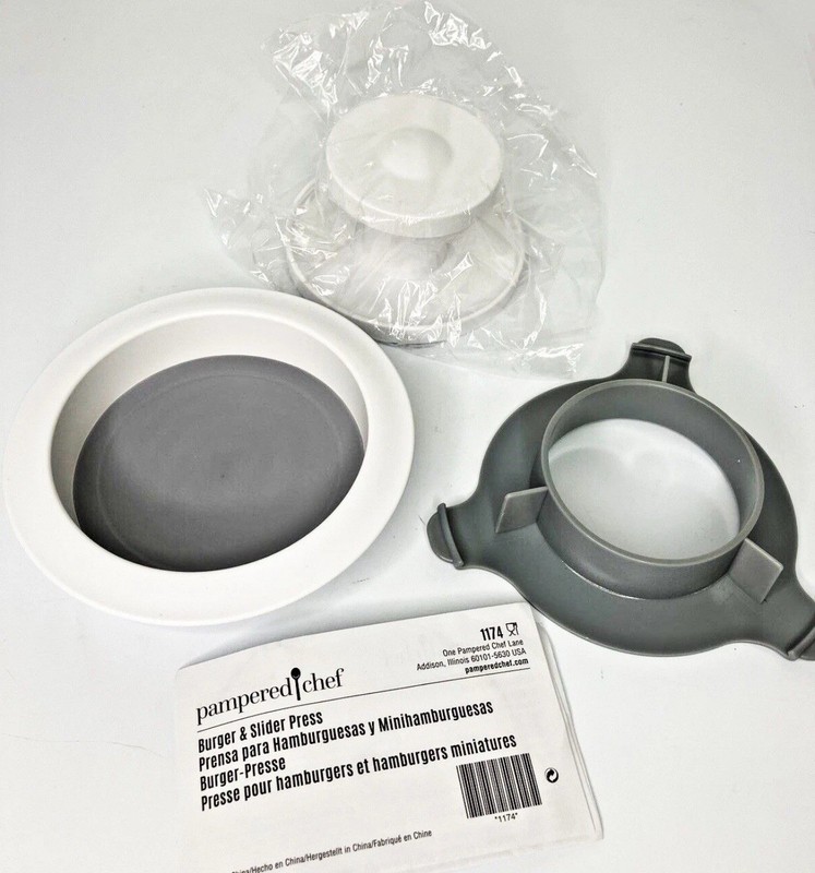 Pampered Chef Burger & Slider Press #1174 New Sealed Package Adjustable 3 Pieces gallery