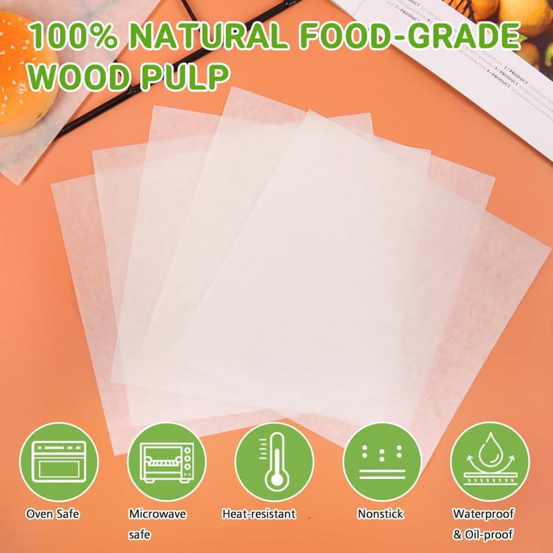 BYKITCHEN Parchment Paper Squares, Set of 300, 6 X 6 Inch Hamburger Patty Paper, gallery