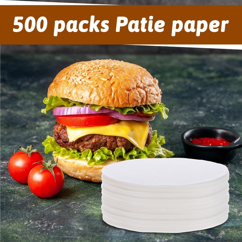 500 PCS Hamburger Patty Paper Round, 4.5 Inch one size, White gallery