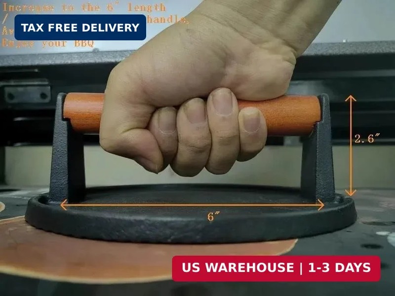 Firsgrill 2-Pack Burger Press 7.08" Round,Heavy-Duty Cast Iron Smash Burger Pres gallery
