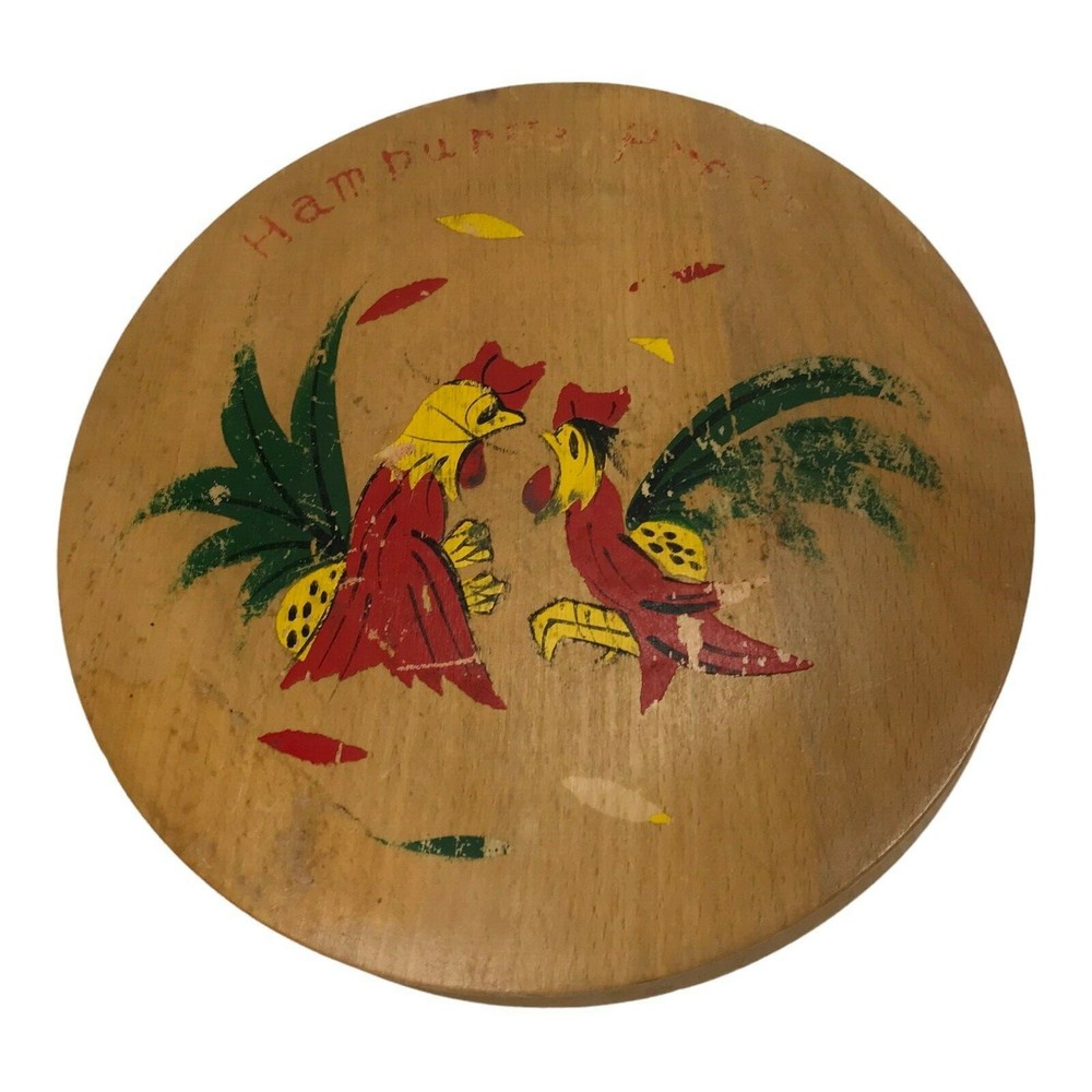 Vintage Wood Hamburger Press Country MCM Rooster Chicken Rustic Farmhouse