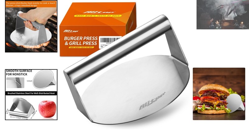 5.5-Inch Easy-Clean Stainless Steel Burger Smasher - Elevate Your Grilling Game gallery