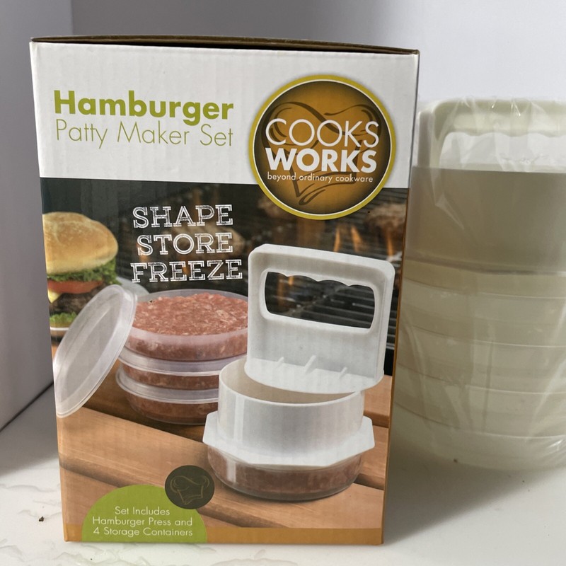 cooks Works 4 Hamburger Patty Maker BPA FREE Dishwasher Safe Easy Shape & Store gallery
