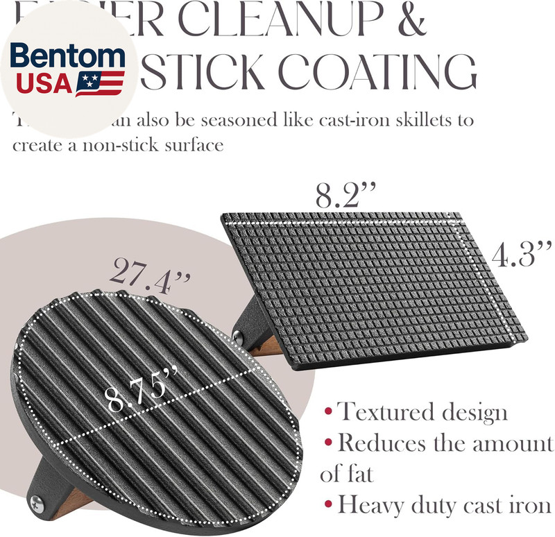 Heavy-Duty Cast Iron Grill Press Set – Perfect Smash Burger Press & Steak Tool w gallery