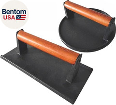 Burger Press 7.08″ round & 8.3”X4.3”Rectangle Heavy-Duty Cast Iron Smash Meat St