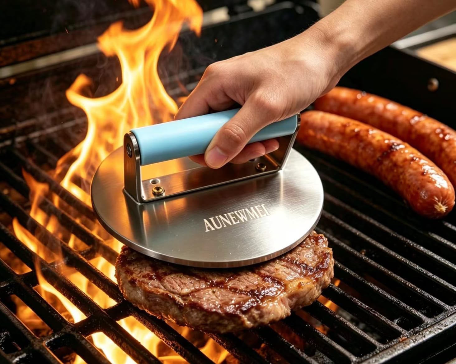 6" Stainless Steel Burger Press Heavy Duty Bacon & Grill Press Round Smasher gallery