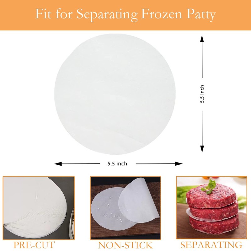 Hamburger Patty Paper 5 inch Papers to Separate Pressed Patties 500 pcs Burge... gallery
