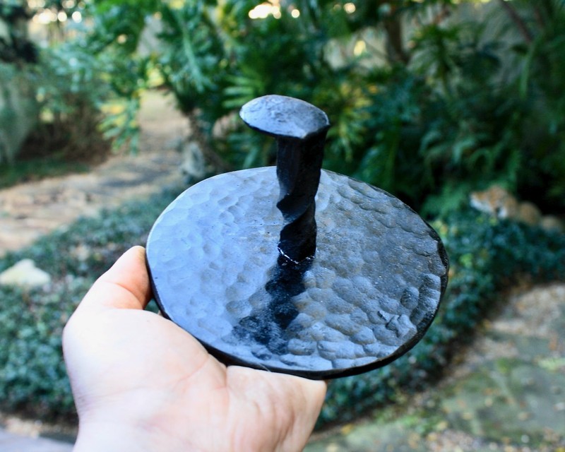 Hand Forged Carbon Steel Jumbo Hamburger Press With Railroad Spike gallery
