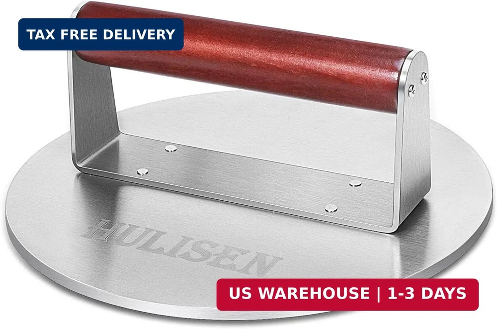 HULISEN 8.5-Inch Burger Press, 2.5 lbs Heavy Duty Bacon & Grill Press, Stainless