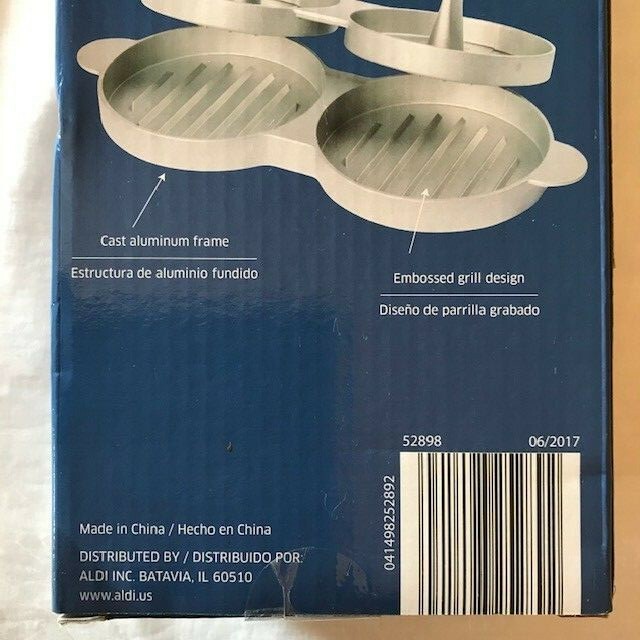 Aldi Crofton Hamburger Press Heavy Duty Cast Aluminium Frame NIB Non-stick Coat gallery
