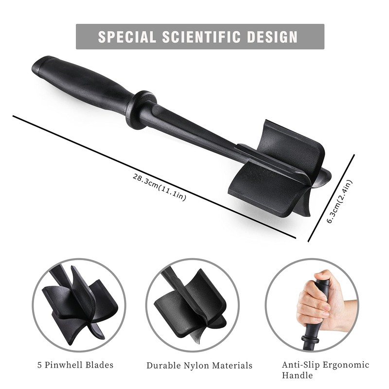 Meat Chopper Masher for Ground Beef and Hamburger Meat, Heat 11*2.5, Black gallery