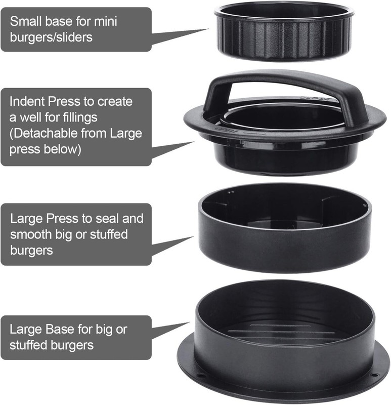 3 IN 1 Stuffed Burger Press Patty Maker Non-Stick Meat Hamburger Patty Mold BBQ gallery