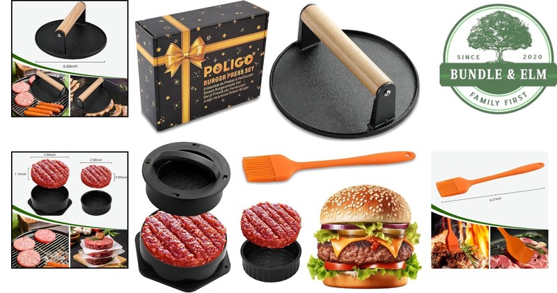 Heavy Duty Burger Press with 4-in-1 Functionality for Perfectly Shaped Patties gallery