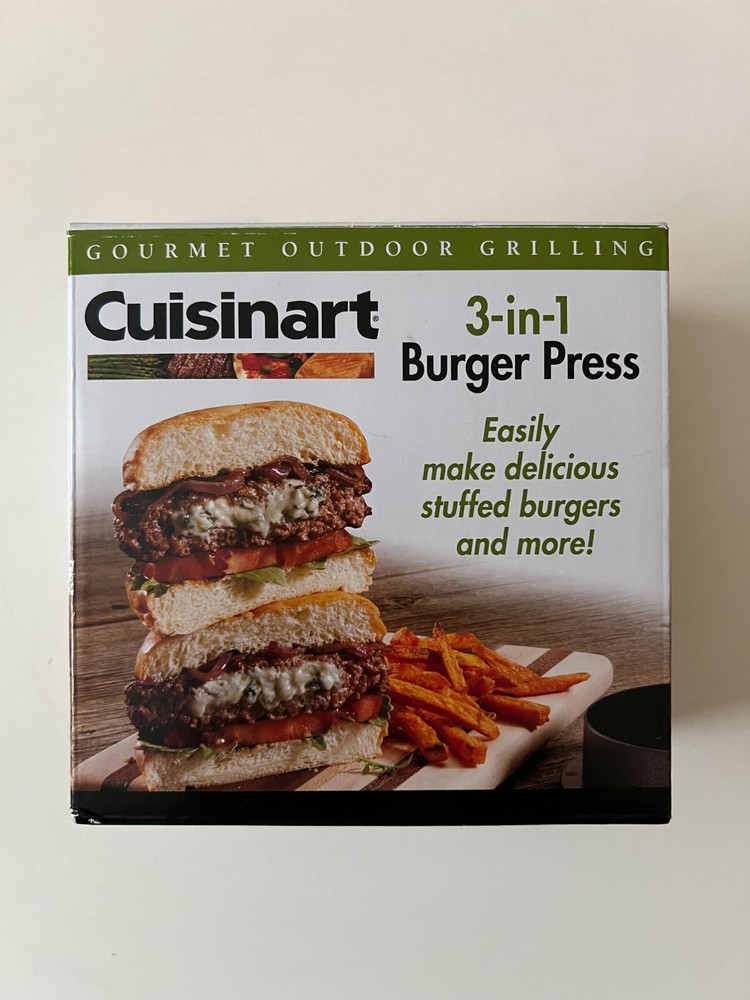 CUISINART 3 IN 1 BURGER PRESS * PATTY MAKER SLIDERS * Open Box Never Used