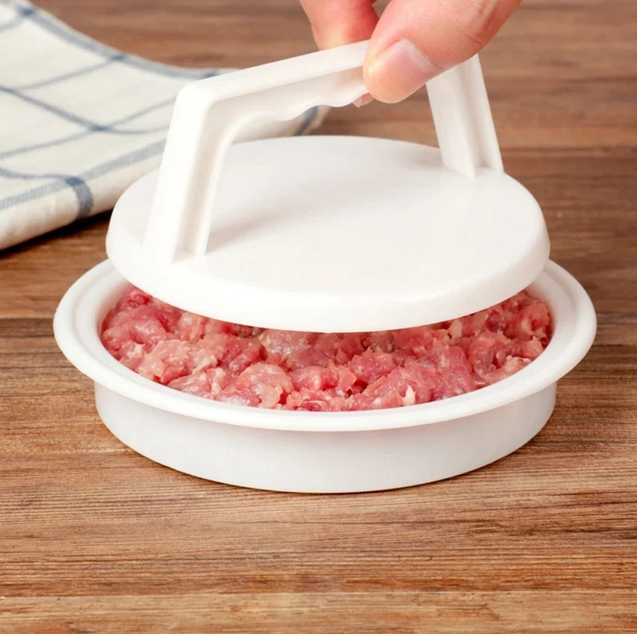 1pc White Plastic Hamburger Press 4in Burger Patty Maker BBQ Mold Tool gallery