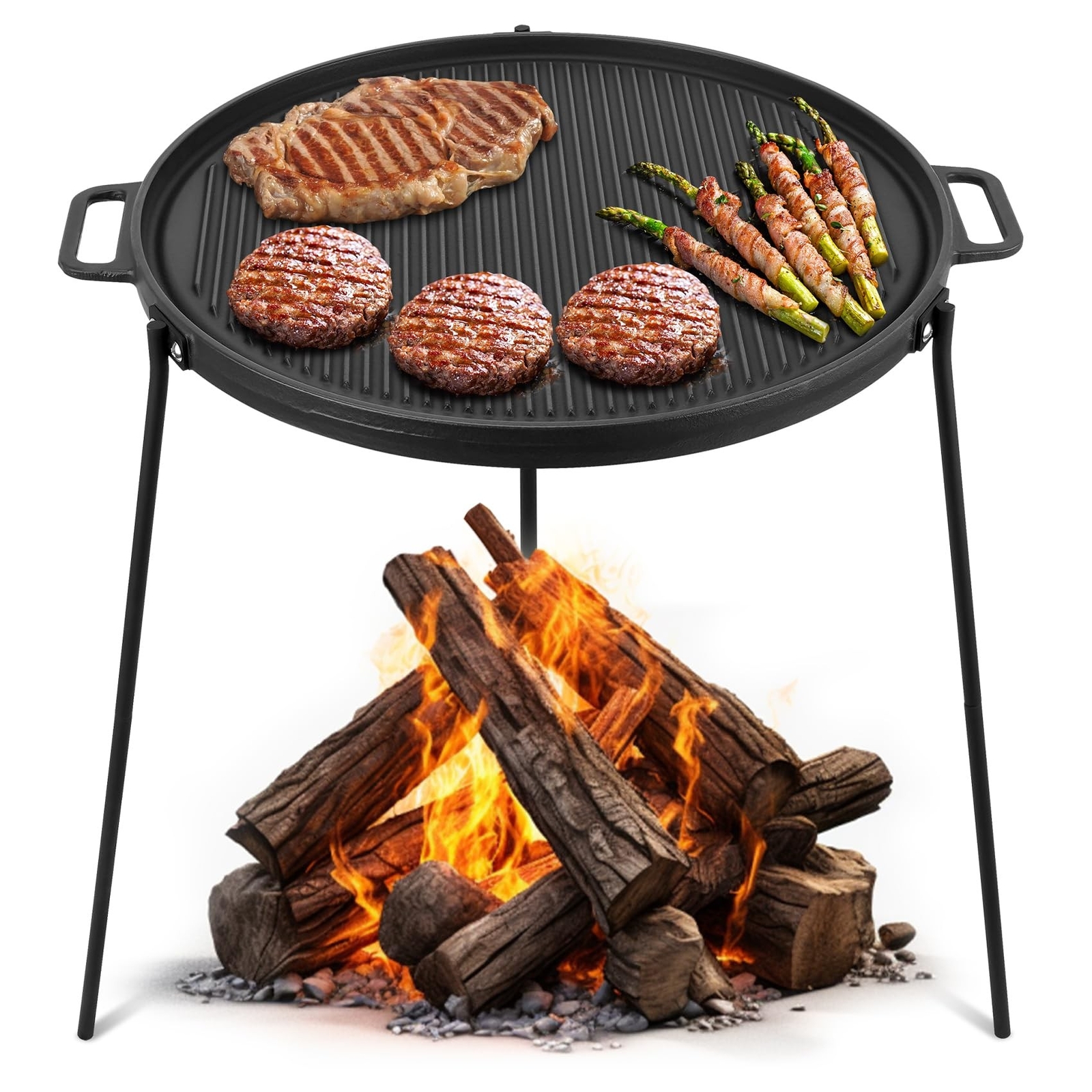 Onlyfire 18" Campfire Grill Griddle, Double Sided Reversible Portab... Fast Ship gallery