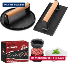 Grilliance Smash Burger Press Kit, 3 in 1 Hamburger Press Patty Maker, Black Cas
