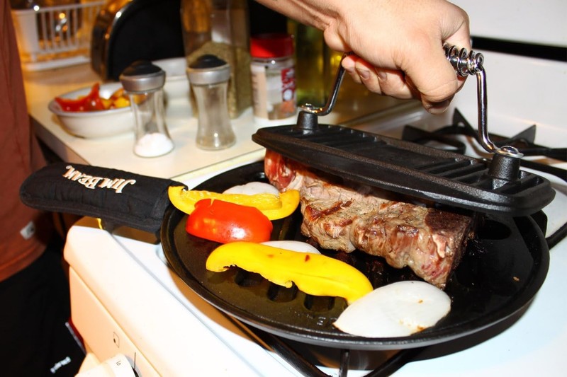 Stainless Steel Cast Iron Meat Press Pre Seasoned Delicious Meat Steak Beef gallery