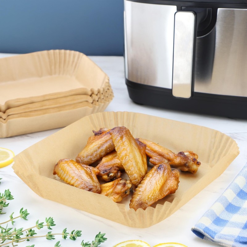 MegaChef 125 Piece 8 Inch 8 Inch, 5-8 Quart Square Air Fry Large, Brown gallery