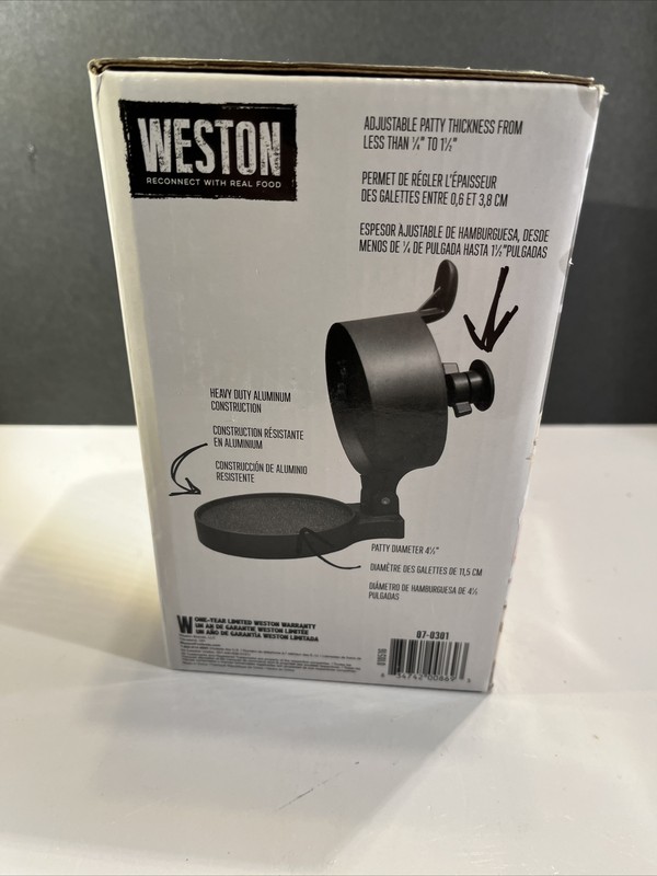 Weston Single Burger Press For 4 1/2" Diameter Patties 1/4" to 1 1/4" Thickness gallery