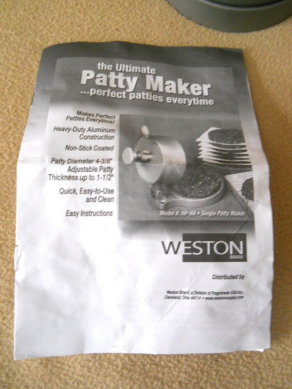 Weston Single Hamburger Press / Box & Instructions gallery