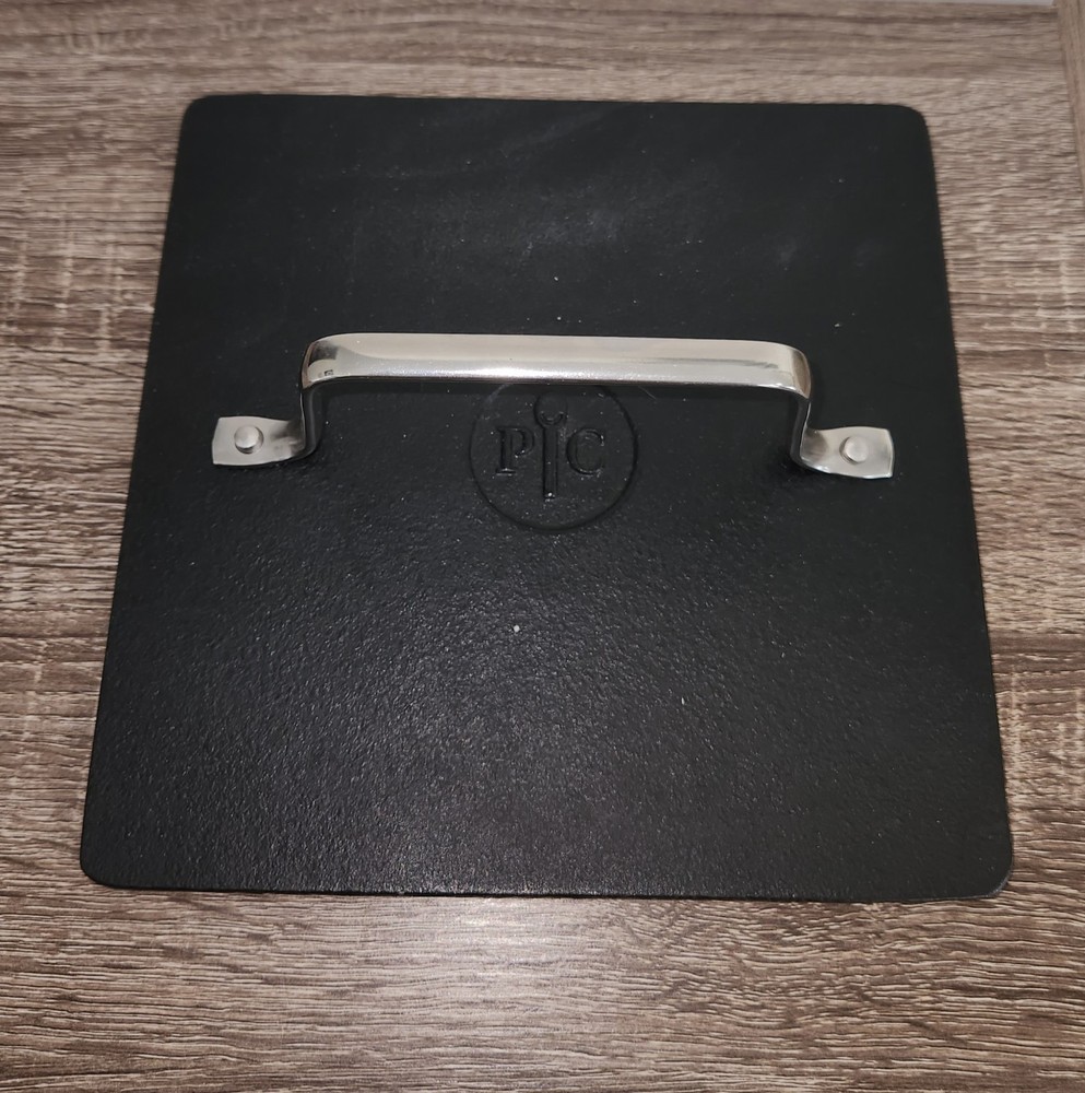 Pampered Chef Grill Press Cast Iron Bacon Burgers Sandwiches Heavy