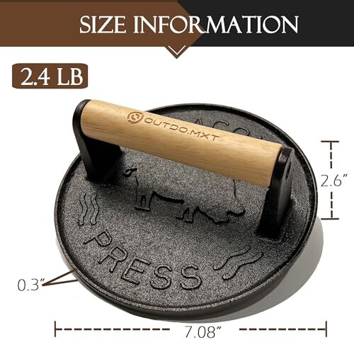 OUTDO.MXT Smash Burger Press Bacon Press 7.08" Round with Hamburger Press Pat... gallery