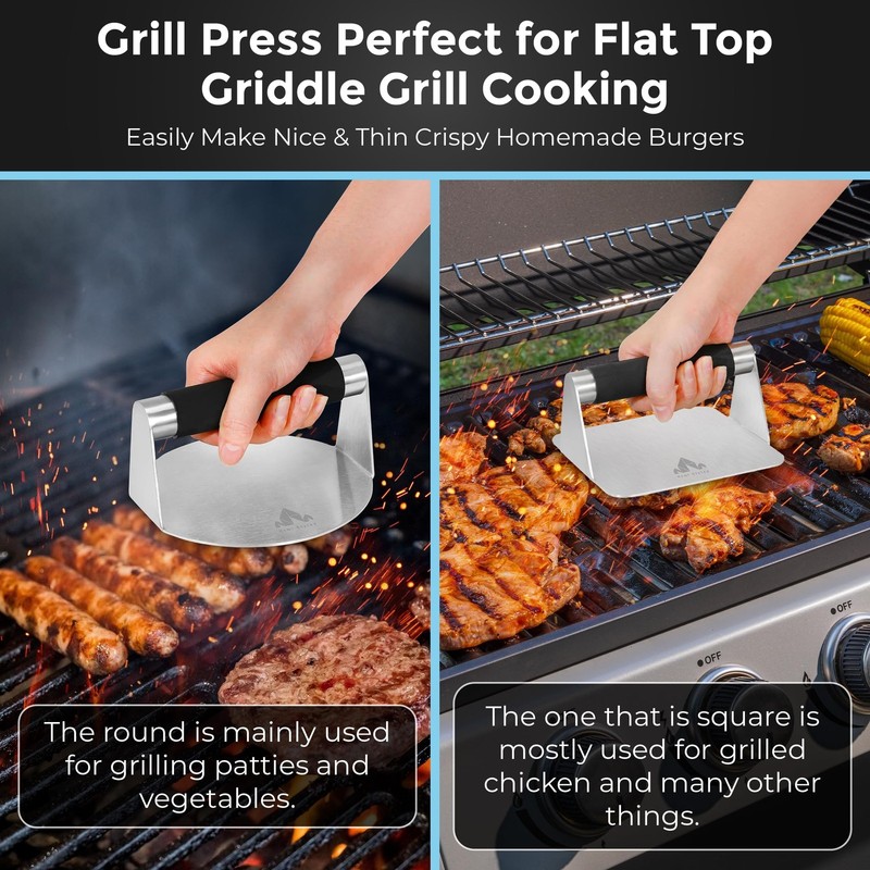 Homi styles Stainless Steel Burger Press –5.5 inch Round and Silver Black gallery