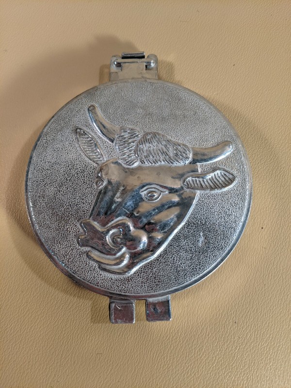 Vintage Farmhouse Cow Metal Hamburger Patty Press Embossed Kitchen Tool gallery