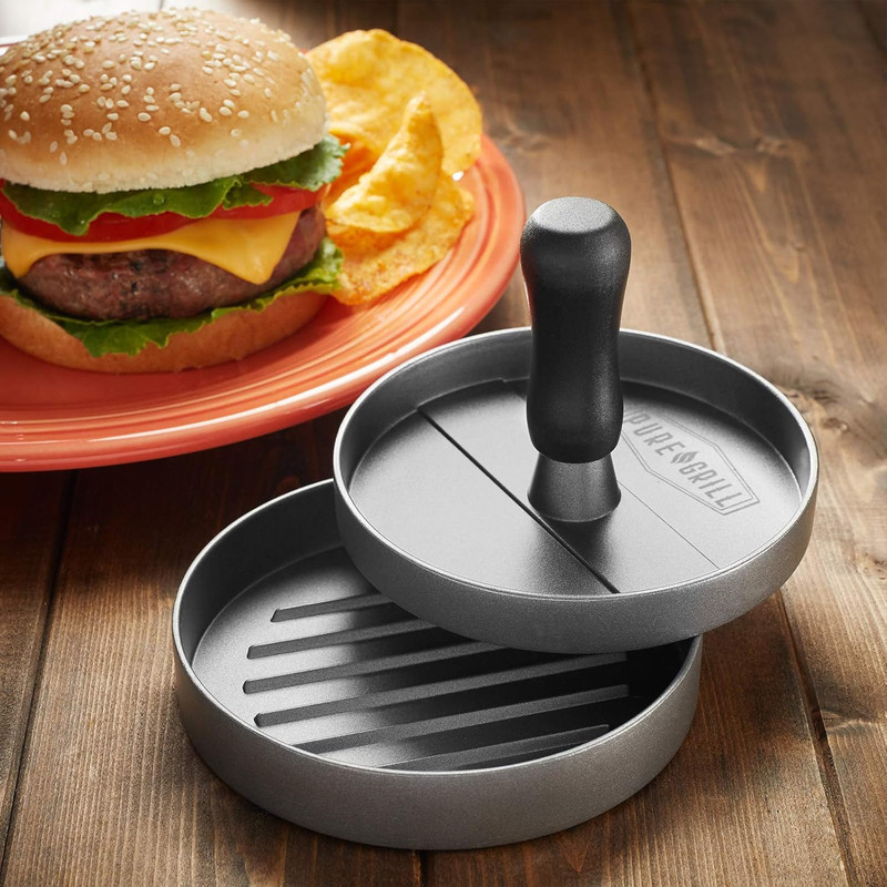 Pure Grill Burger Press - Aluminum BBQ Patty Maker with 100 Wax Papers for Grill gallery