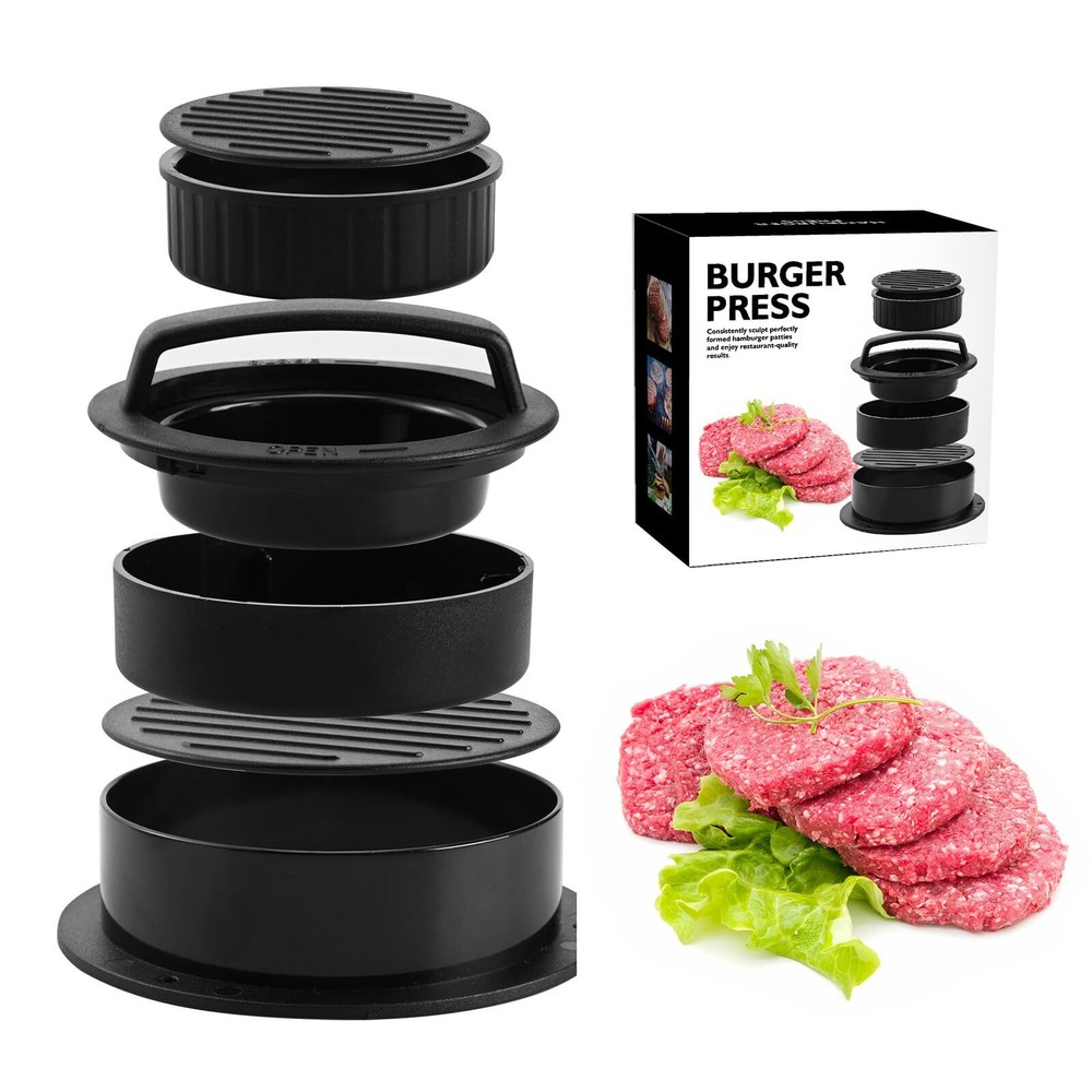 Molde para hacer hamburguesas con prensa de carne antiadherente 3 en 1